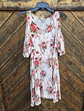 Angie Cold Shoulder Floral Wrap Dress